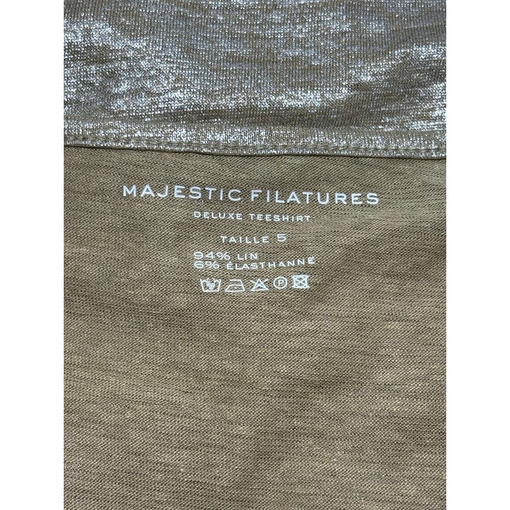 Majestic Filatures Linen Blend Deluxe Tee Shirt Metallic Maxi Dress Women's 5/XL - Picture 7 of 8